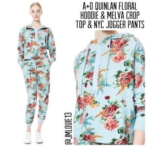 🎀SOLD🎀Alice + Olivia Floral Quinlan Hoodie + NYC Jogger + Melva Crop Top